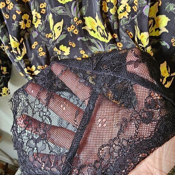 NWOT FREE PEOPLE FLORAL DEEP V SURPLICE LONG SLEEVES BODYSUIT TOP SIZE XS - Picture 13 of 14